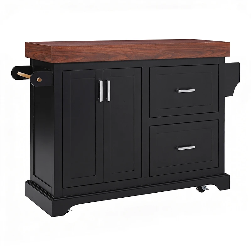 Streamdale Furniture 53" Rolling Kitchen Island with Storage, Spice Towel Racks