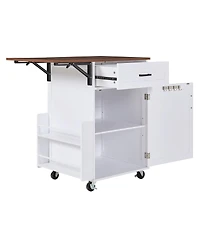 Streamdale Furniture Farmhouse Kitchen Island with Drop Leaf, Storage