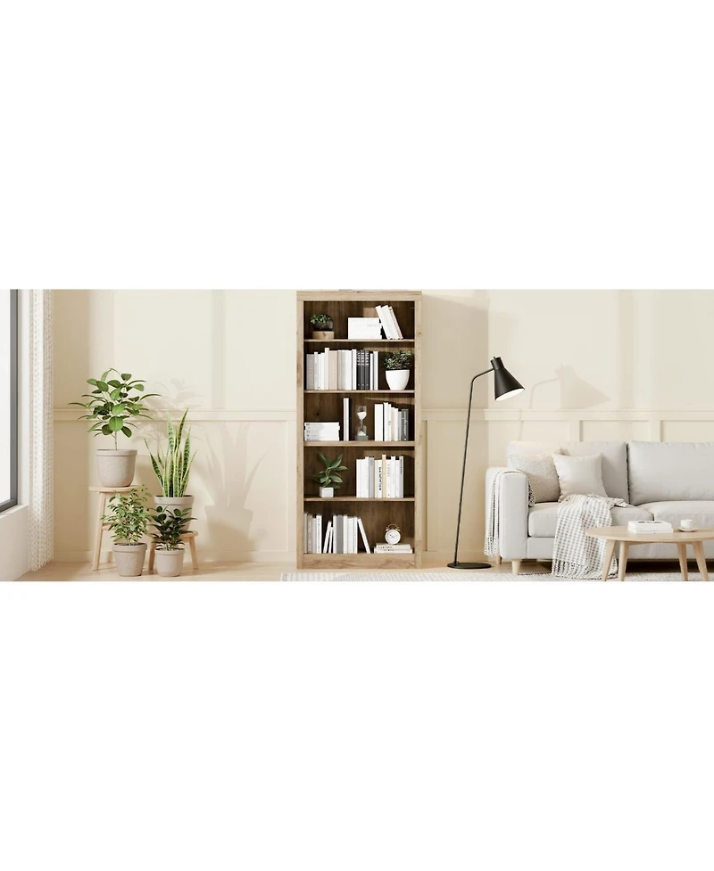 gaomon 71" Tall Wooden Bookcase with 5 Tiers, Open Storage, Modern Floor Standing Shelves for Bedroom or Office