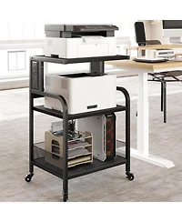 gaomon Printer Stand with Usb Power Ports, 3-Tier Rolling Cart, Adjustable Shelf, Heavy Duty Multifunction Table for Office or Kitchen