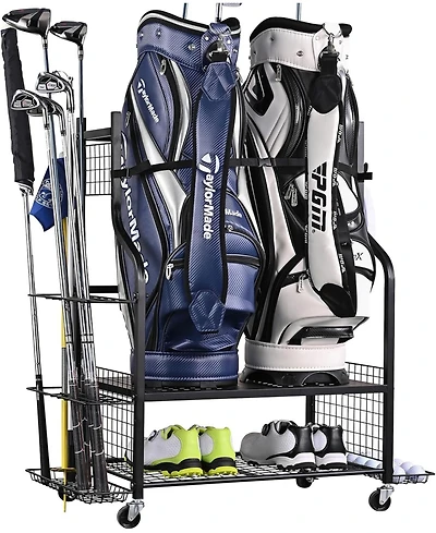 Golf Bag Storage Rack with Wheels