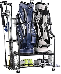 Golf Bag Storage Rack with Wheels