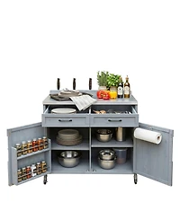 Streamdale Furniture Outdoor Kitchen Island Stainless Top, Storage, Drawer, Wheels