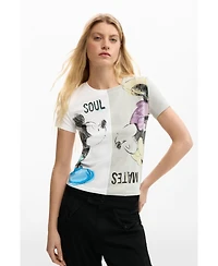 Desigual Women's Mickey and Minnie Mouse Kiss T-Shirt