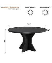 Homfan Space-Saving Modern Round Dining Table for 4-6, Sturdy Pedestal Base, Contemporary Furniture Apartment, Living Room, Kitchen