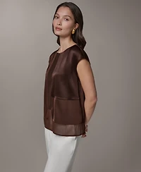 Donna Karan New York Petite Crewneck Sleeveless Blouse