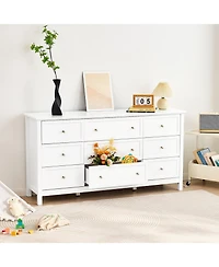 Gouun 9 Drawer Dresser, Wooden Chest of Drawers with Sliding and Anti