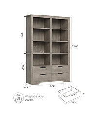 gaomon 72 Inch Tall Bookcase, Bookcase and Bookshelves with Storage, Large Freestanding Display Storage Shelves
