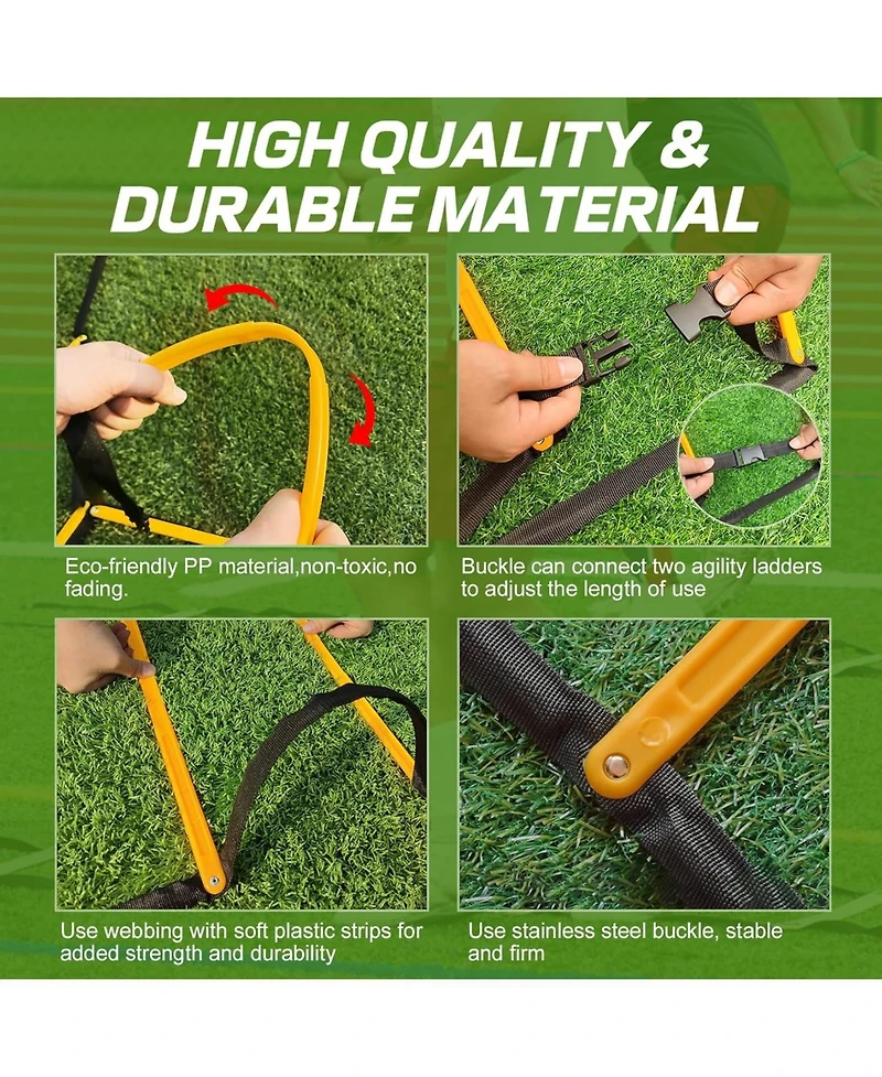 Happy Jump Agility Ladder 12 Rung 20 Ft Speed Training Ladder Drill Sports Workout Equipment for Football Soccer Footwork Exercise