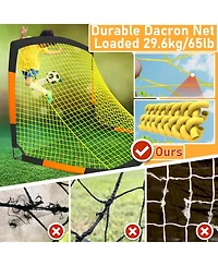 Happy Jump Soccer Goal 7'x5', 6.6 x3.3', 5'x3.6', 4'x3', 3'x2.2' Soccer Net for Kids Backyard