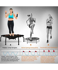 Happy Jump 50" Mini Fitness Trampoline Max. Load 250lbs Safe Silent Easy Installation