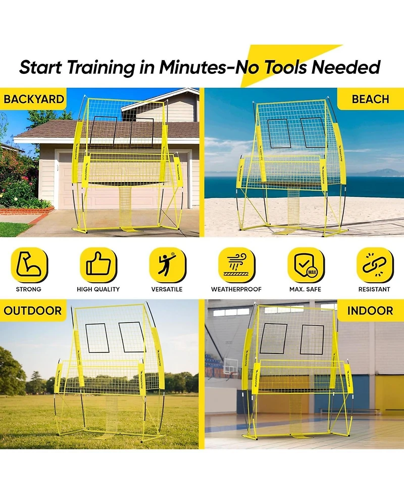 Happy Jump 8x11 Ft Professional Adjustable Volleyball Training Equipment, 3 Height Levels (6.5-8 Ft) Includes Volleyball for Indoor/Outdoor Training