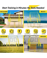 Happy Jump 8x11 Ft Professional Adjustable Volleyball Training Equipment, 3 Height Levels (6.5-8 Ft) Includes Volleyball for Indoor/Outdoor Training