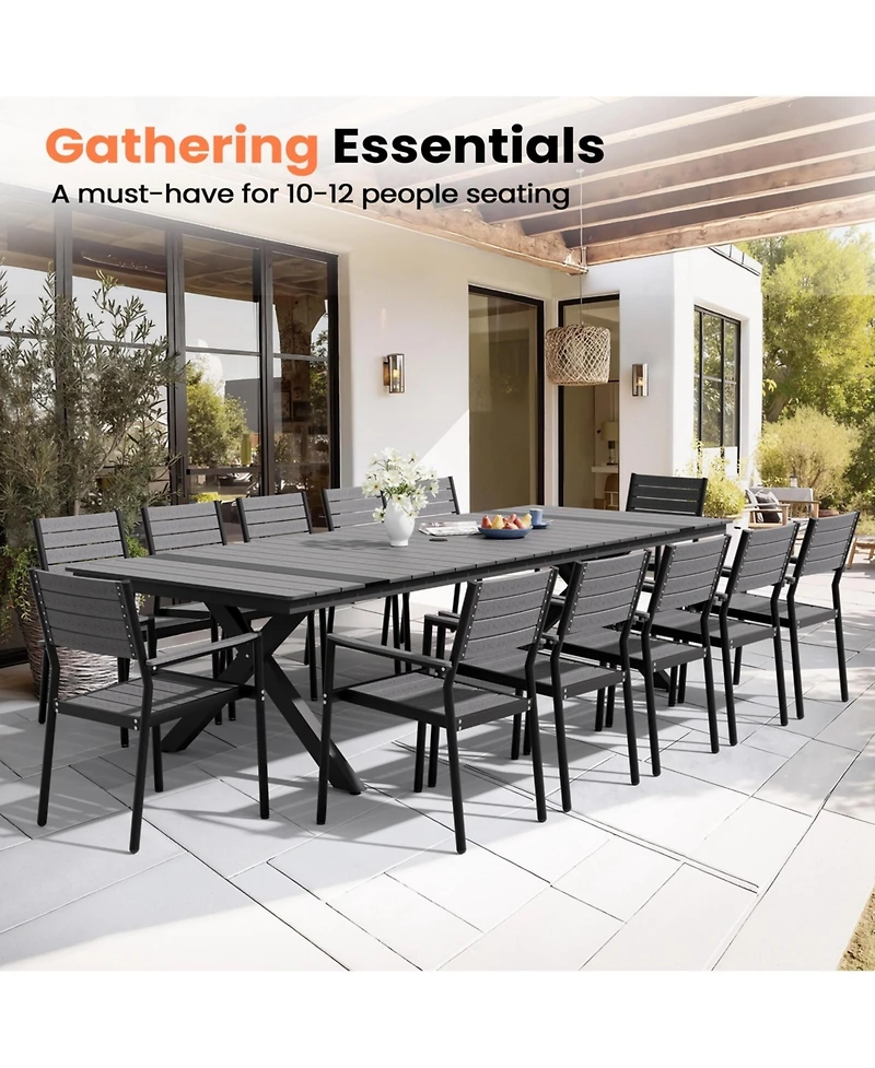 Pellebant 118'' All-Weather Aluminum X-shaped Outdoor Patio Dining Table
