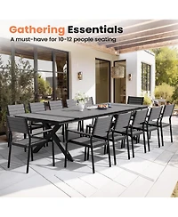 Pellebant 118'' All-Weather Aluminum X-shaped Outdoor Patio Dining Table