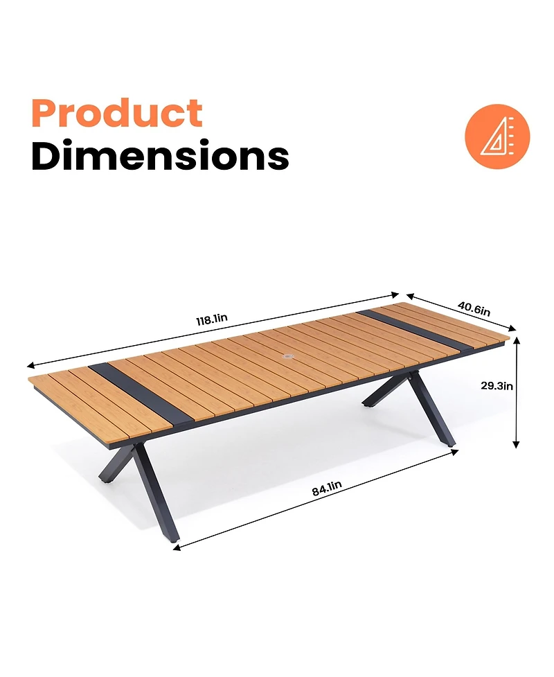 Pellebant 118'' All-Weather Aluminum X-shaped Outdoor Patio Dining Table
