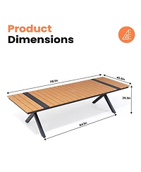 Pellebant 118'' All-Weather Aluminum X-shaped Outdoor Patio Dining Table