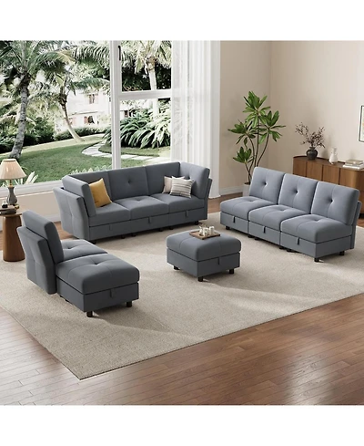 gaomon Modular Sectional Sofa, 143.8 in Sectionals Couch U Shaped Sofa with Storage Ottoman, 9 Seat Comfy Sectional Couches