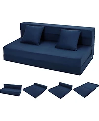 gaomon Folding Sofa Bed with Pillows, Convertible Sleeper Chair, Modern Futon Floor Couch, Foldable Memory Foam Chair