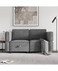 gaomon Modern Loveseat Sofa with Storage, Chenille Fabric Small Love Seat Couches for Compact Living Room, Bedroom, Apartment, Dorm