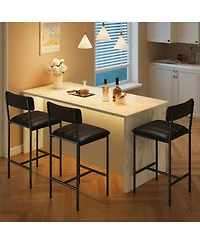 gaomon Set of 4 Steel-Leg Padded High-Back Dining Chairs and Bar Stools