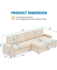 gaomon Oversized Modular Sectional Sofa, Triple Chaise Couch Sleeper Bed, Convertible Deep Seat Couch with Wide Armrests and Plush Backrest