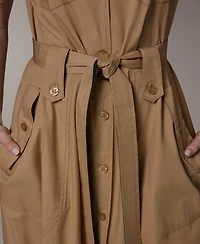 Donna Karan Weekend Women's Short-Sleeve Self-Belted Midi Shirt Dress
