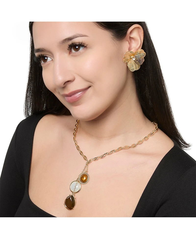 Jessica Simpson Textured Petal Flower Stud Earrings