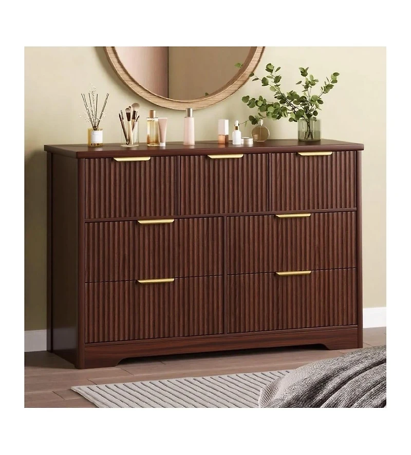 Gaomon Modern Fluted Wood Dresser with 7 Drawers for Bedroom Storage
