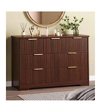 Gaomon Modern Fluted Wood Dresser with 7 Drawers for Bedroom Storage
