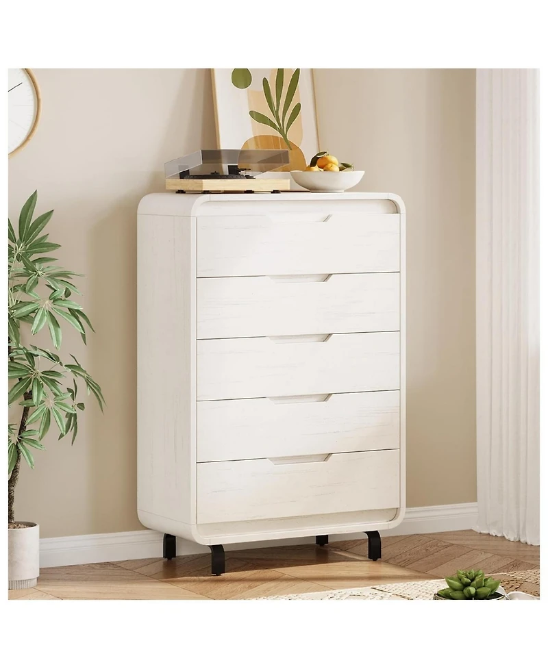 Gaomon Wood Dresser with 5 Drawers for Bedroom Storage