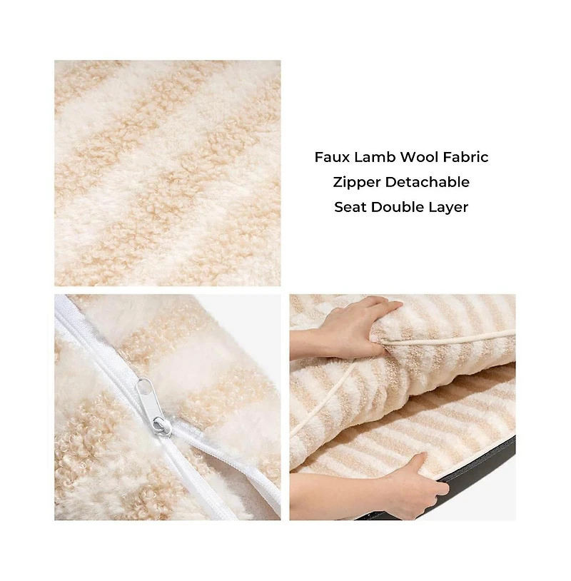Funnyfuzzy Striped Faux Lambswool Double Layer Pet Sofa Bed