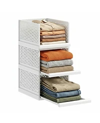 Yigii 3 Pack Stackable Closet Organizers Plastic Drawers Space Saving Bins for Wardrobe Pantry Kitchen Bathroom Office