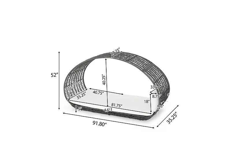 Mondawe Outdoor Wicker Canopy Daybed - Aluminum Frame with Water-Resistant Cushion