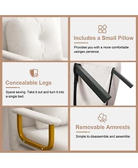 Rainsken Folding Sofa Bed, 3-in-1 Convertible Chair with Pillow and 5-Position Adjustable Backrest, Space-Saving Sleeper for Living Room, Bedroom