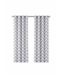 Kate Aurora 2 Piece Gray Chevron Room Darkening Grommet Top Window Curtain Panels For Short Windows