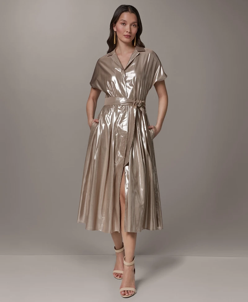 Donna Karan New York Women's Short-Sleeve Collared Midi Dress