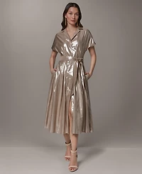 Donna Karan New York Women's Short-Sleeve Collared Midi Dress