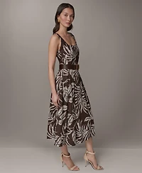 Donna Karan New York Women's Printed Square Neck Midi Dress