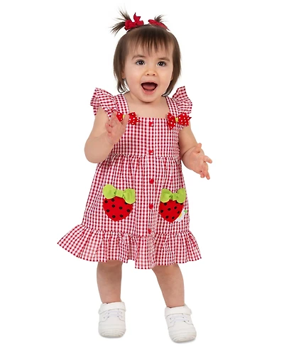Rare Editions Baby Girls' Strawberry Appliques Dress and Bloomer, 2-Piece Set