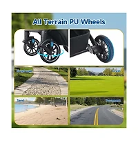 Kinder King 3-in-1 Folding Pet Stroller with Detachable Carrier for Small to Medium Dog and Cat up 50 lbs, Storage Basket, Blue