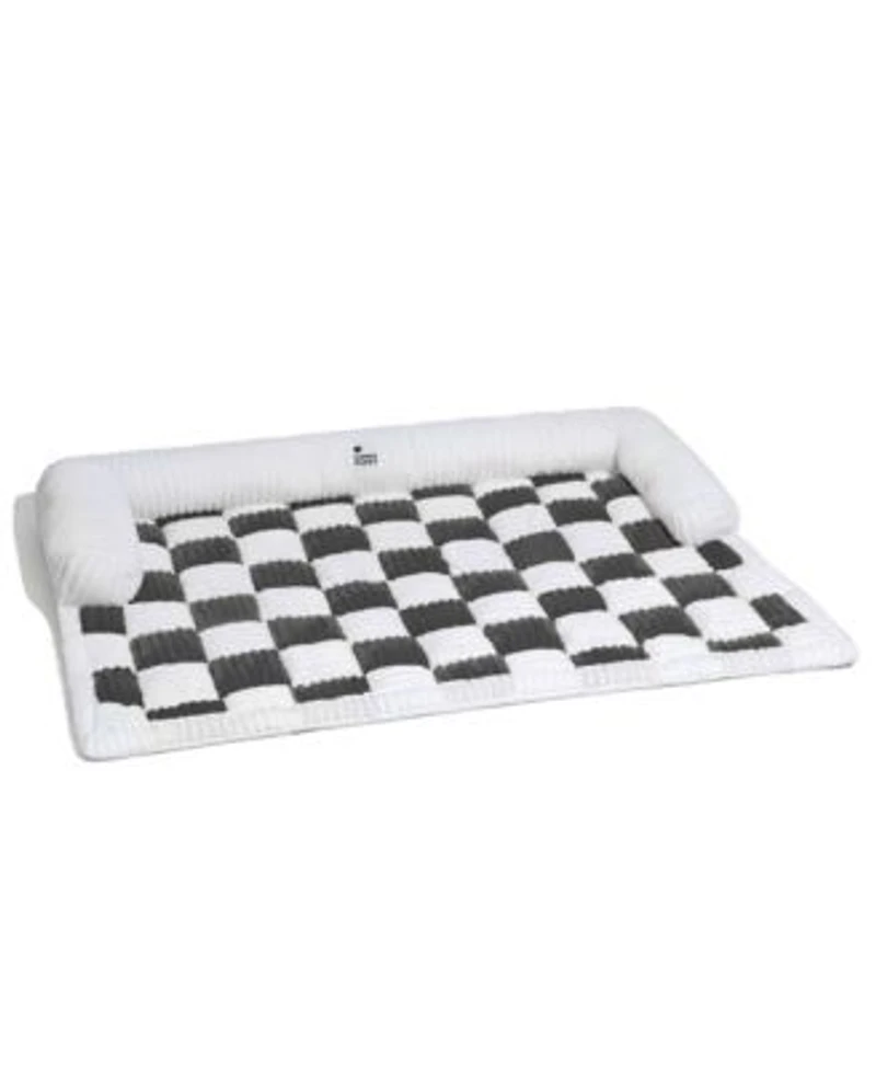 FunnyFuzzy Cream Square Plaid Cozy Dog Mat Furniture Protector Cover