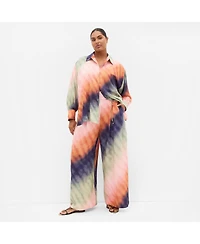 City Chic Women's Sunset Ombre Print Wide Leg Pant
