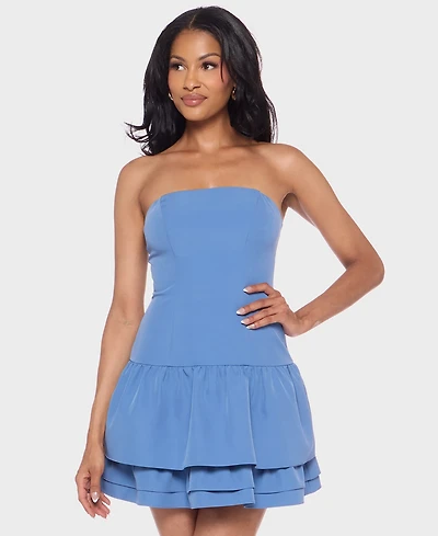 Alex & Sophia Juniors' Strapless Layered-Hem Fit Flare Dress