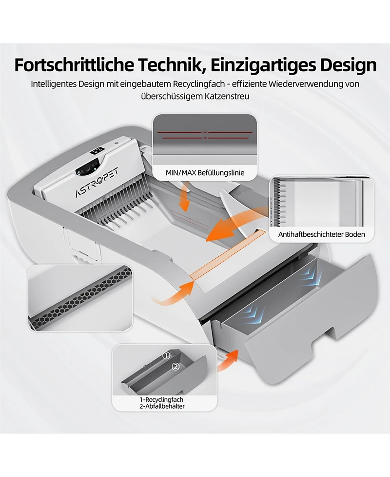 Zeus & Ruta Wi-Fi Smart Litter Box with Touchscreen App Control, Wide Entryway, Self-Cleaning System and Odor Seal Technology, Quiet Operation