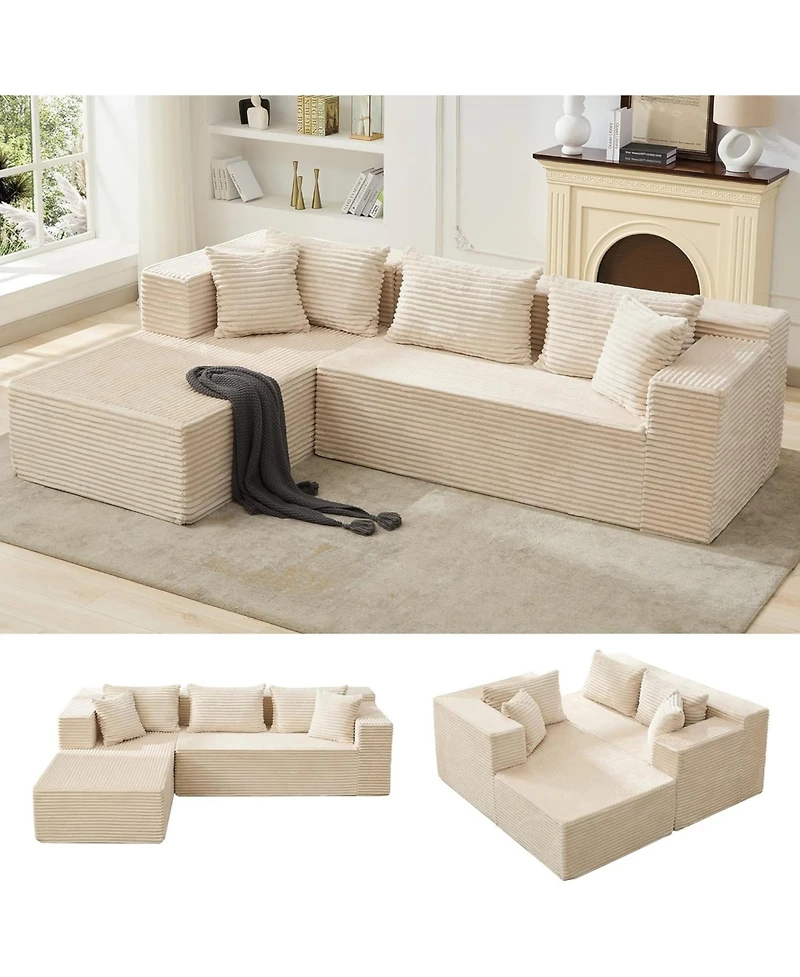 gaomon Modular Sectional Sofa Cloud Couch, 106" Comfy L Shaped Couches for Living Room,Oversized Sleeper with Deep Seat