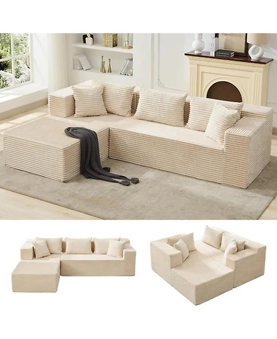 gaomon Modular Sectional Sofa Cloud Couch, 106" Comfy L Shaped Couches for Living Room,Oversized Sleeper with Deep Seat