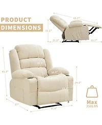 gaomon Wide Rocker Recliner Chair for Adults, Manual Oversized Chairs w/Armrest, Backrest, 2 Cup Holders, Side Pocket
