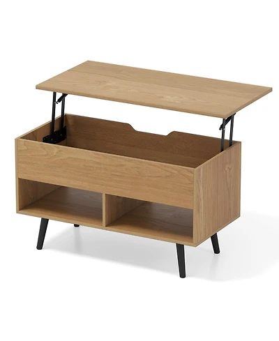 Slickblue Coffee Table Lift Top Hidden Storage 2 Open Shelves
