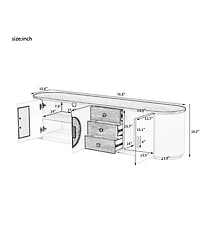 Rainsken Modern Tv Stand for TVs up to 80 Inches, Entertainment Center with 3 Drawers, 2 Cabinets and Metal Handles for Living room